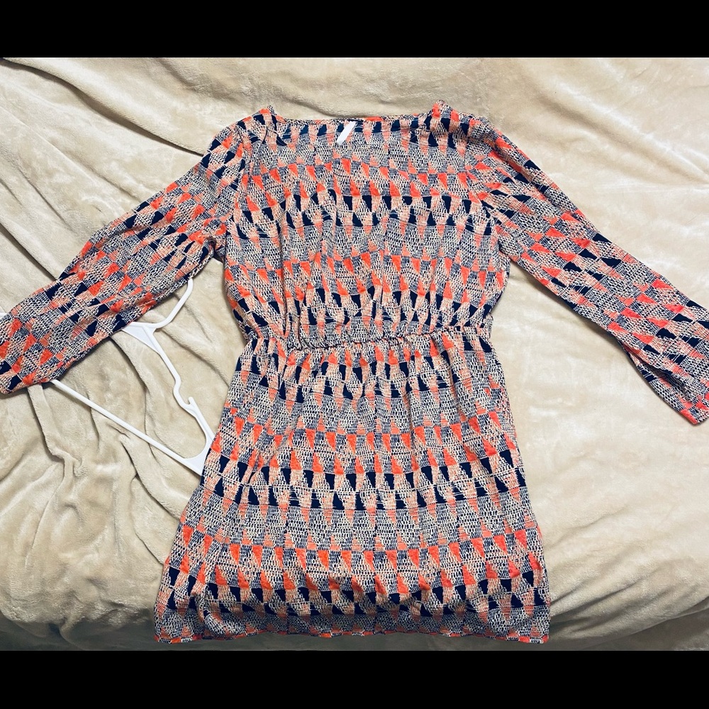 💰Pink blush dress size large. Pink multi pattern dress.